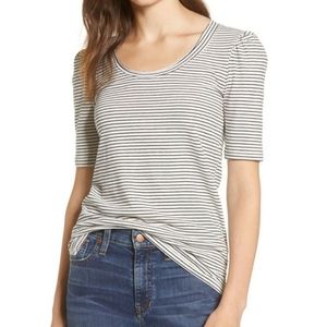 Caslon Puff Sleeve Striped Tee. Size L